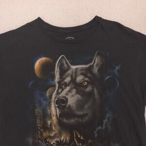 DOM Wolf Close Graphic Short Sleeve T Shirt Mens Size Large L Black
